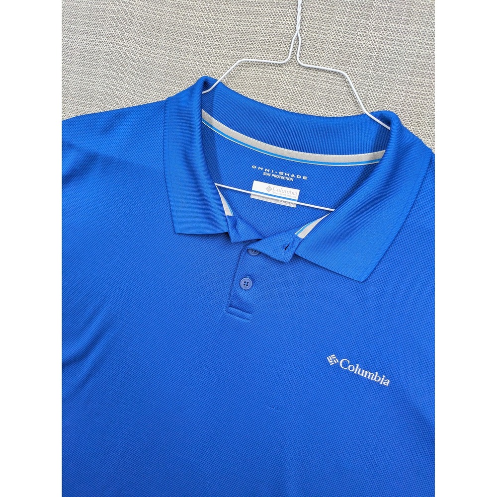 Columbia Omni-Shade Polo Shirt Mens 2XL Blue Golf Sun Protection Performance